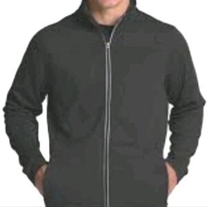 Charles River Cambridge Mock Fleece Jacket Men XL Black Full Zip Gorp Preppy Nwt